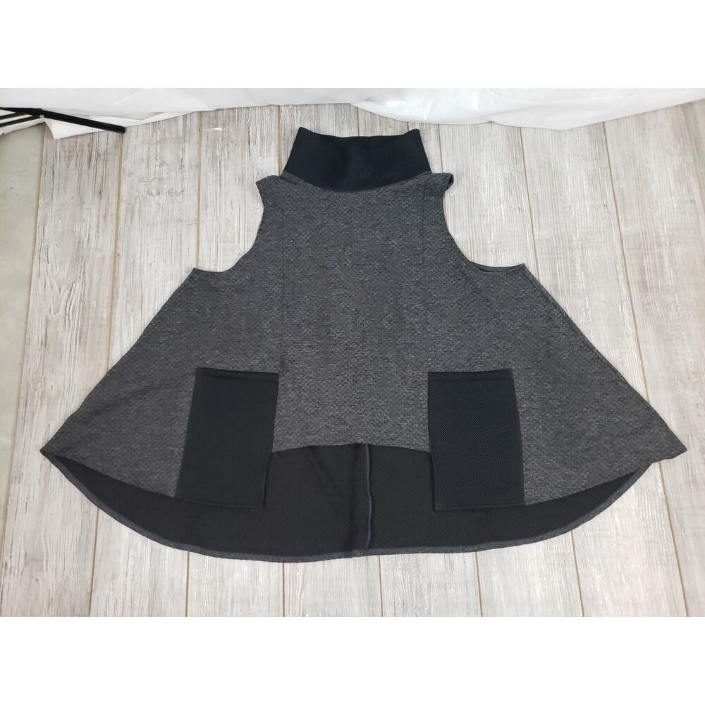 Takara Gray Sleeveless Lagenlook Cowl Neck A-line Tunic Top Pockets Womens XL P